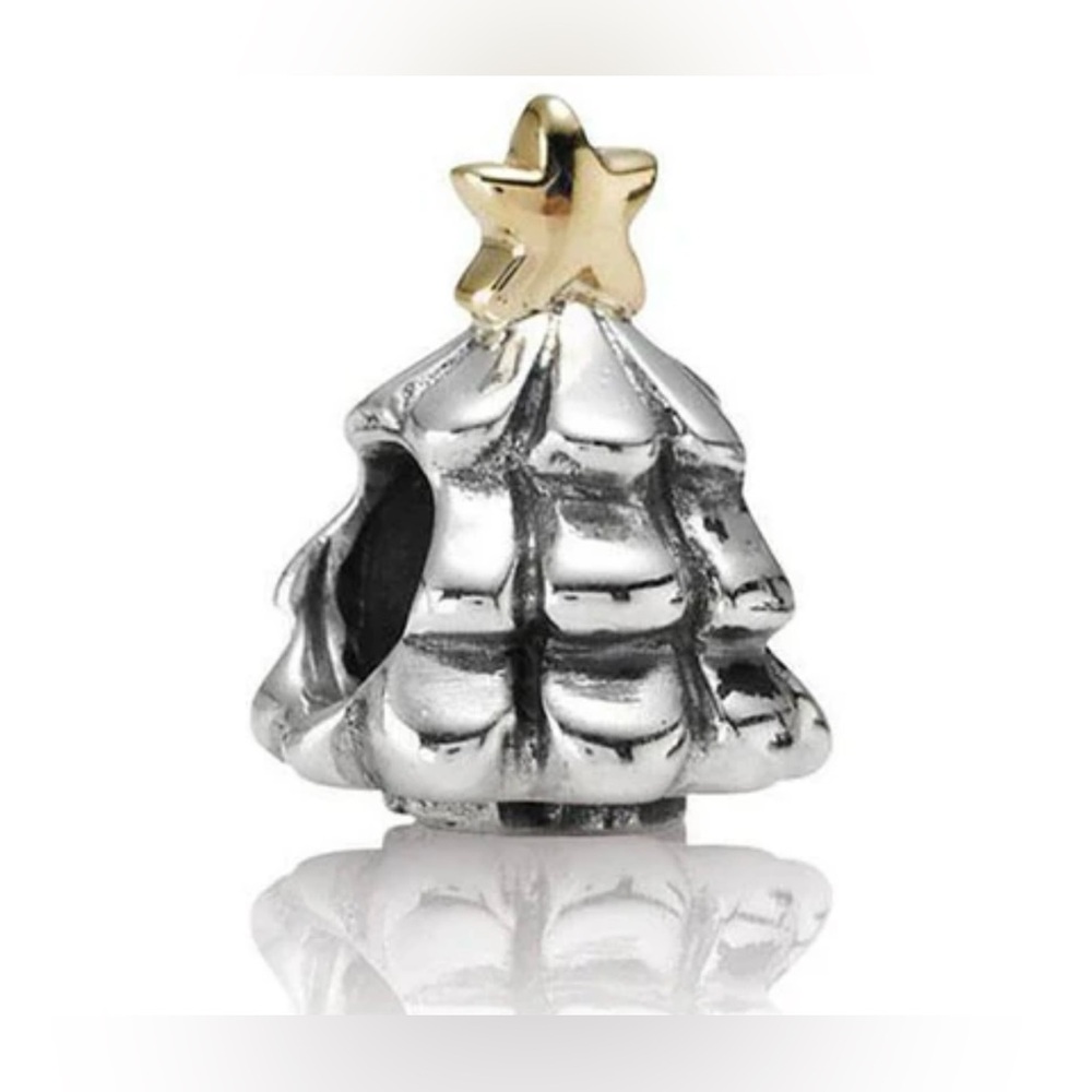 Authentic Pandora Retired Christmas Tree 14k & 925 Ale Sterling Silver Char